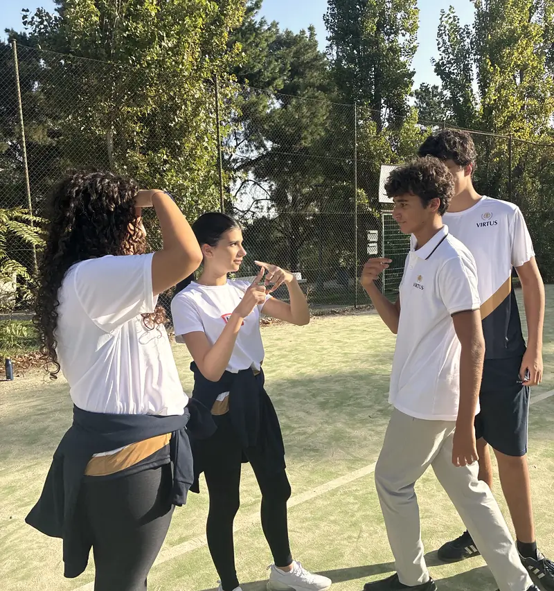 Students on the outdoor campus